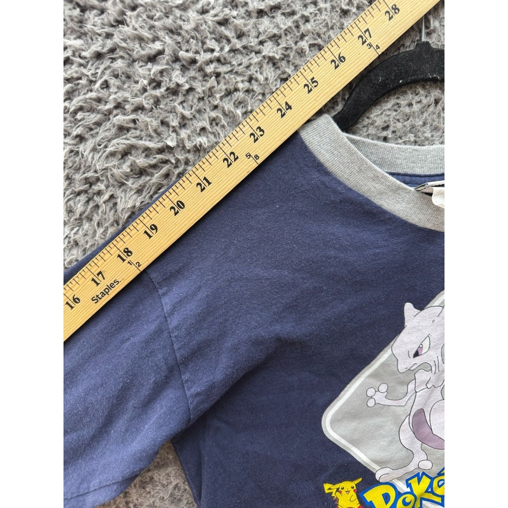 Vintage Nintendo Pokemon Mewtwo Cropped Long Sleeve T Shirt Blue‎ Youth Size M - Picture 11 of 11